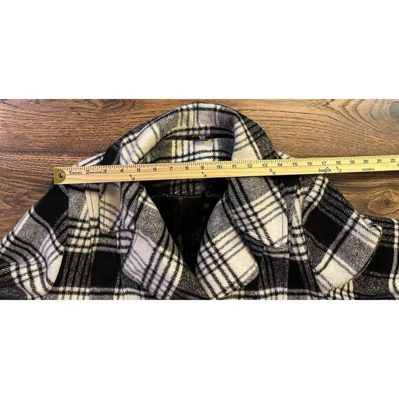 George Womens Pea Coat 2X 18-20 Black White Plaid Double Breasted Single Vent - Picture 6 of 8